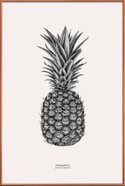 JUNIQE - Poster met kunststof lijst Pineapple -30x45 /Grijs & Ivoor