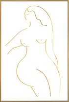 JUNIQE - Poster met kunststof lijst Gold Form II -40x60 /Goud & Wit