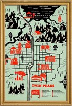 JUNIQE - Poster met houten lijst Twin Peaks -20x30 /Groen & Rood
