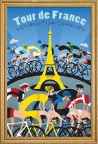 JUNIQE - Poster met houten lijst Tour de France -60x90 /Blauw & Geel