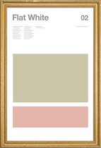 JUNIQE - Poster met houten lijst Flat white - minimalistisch -40x60