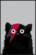 JUNIQE - Poster met kunststof lijst Cat Hero -13x18 /Grijs & Rood