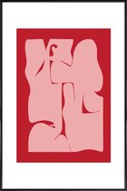 JUNIQE - Poster in kunststof lijst Abstracte -20x30 /Rood & Roze