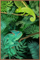 JUNIQE - Poster met kunststof lijst Chameleons -20x30 /Groen