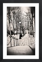 JUNIQE - Poster in houten lijst Montmartre, Paris -30x45 /Grijs & Wit