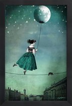 JUNIQE - Poster met houten lijst Moonwalk -13x18 /Blauw & Grijs