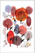 JUNIQE - Poster in kunststof lijst Autumn Forest -40x60 /Rood