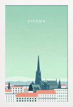 JUNIQE - Poster in houten lijst Wenen - retro -30x45 /Blauw