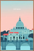 JUNIQE - Poster met kunststof lijst Rome - retro -40x60 /Roze &