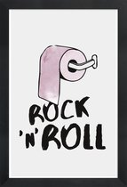 JUNIQE - Poster in houten lijst Rock 'n' Roll -30x45 /Roze & Wit