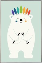 JUNIQE - Poster met kunststof lijst Be Brave Polar -20x30 /Blauw & Wit