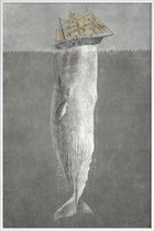 JUNIQE - Poster in kunststof lijst Revenge of the Whale -40x60 /Grijs