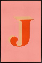 JUNIQE - Poster in kunststof lijst Red J -20x30 /Rood & Roze