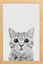JUNIQE - Poster met houten lijst Kitten Classic -13x18 /Wit & Zwart