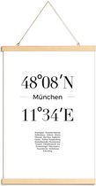 JUNIQE - Posterhanger Coördinaten München -40x60 /Wit & Zwart