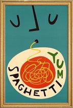 JUNIQE - Poster met houten lijst Yum Spaghetti -60x90 /Rood & Turkoois