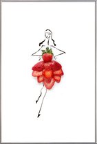 JUNIQE - Poster met kunststof lijst Strawberries -30x45 /Rood & Wit