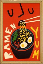 JUNIQE - Poster met houten lijst Yum Ramen -40x60 /Rood