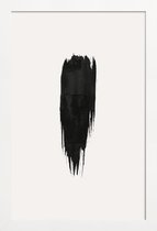 JUNIQE - Poster met houten lijst Brushstroke III -13x18 /Ivoor & Zwart