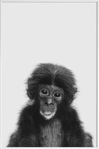 JUNIQE - Poster met kunststof lijst Bonobo Classic -13x18 /Wit & Zwart