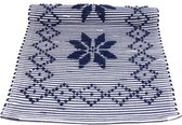 geweven katoenen badmat, star breton, navy blauw, small