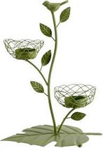 TheeLichthouder Metaal - Waxinelichthouder - Bird Leaf Base Powder Coated 2tl  Groen - ø20x13cm