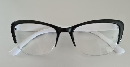 Leuke trendy dames leesbril op sterkte +1,00 / Cat zwart-wit montuur / brillen met... | bol.com