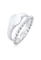 Elli Dames Ring Dames zegelring ring Duo Basic Trend in 925 sterling zilver