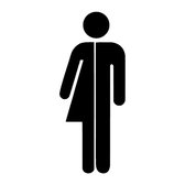 Deursticker Gender Neutraal - zwart - 15 cm x 6 cm - toiletbordje - wc bordje - toiletsticker - toiletpictogram