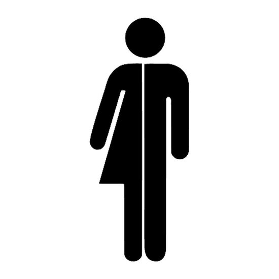 Deursticker Gender Neutraal - zwart - 15 cm x 6 cm - toiletbordje - wc bordje - toiletsticker - toiletpictogram