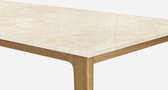 Marmeren Eettafel - Crema Marfil Beige (houten Onderstel) - 160 x 90 cm  - Gepolijst