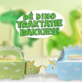 30 Dino Doosjes! Groen & Blauw | Jarig? en Dinofan, trakteer je zelfgevouwen dino's! | De enige échte dino traktatie uitdeel doosjes van hoge kwaliteit dik karton | Eenvoudig in el