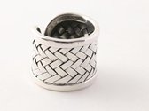Brede gevlochten zilveren ring - maat 19.5