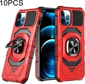 10 PCS Union Armor Magnetic PC + TPU Shockproof Case met 360 Graden Rotatie Ring Houder Voor iPhone 11 Pro Max (Rood)