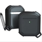 Apple Airpods Pro Armor Case - TPU - Sleutelhanger - Hardcase - Apple Airpods - Zwart