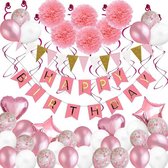 56 delig - verjaardagset - Thema: Roze - Versiering voor feestjes, verjaardag - feestdecoratie
