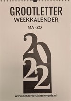 GROOTLETTER -  WEEKKALENDER - 2022 - EXTRA DIK PAPIER - RINGBAND - A4 FORMAAT (21X30CM)