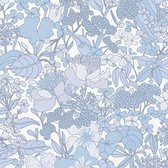 RETRO BLOEMEN BEHANG | Vintage - blauw wit - "Architects Paper" A.S. Création Floral Impression