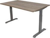 Bureau 120x80 cm. – In hoogte instelbaar – Frame: grijs – Blad: Robson Eik