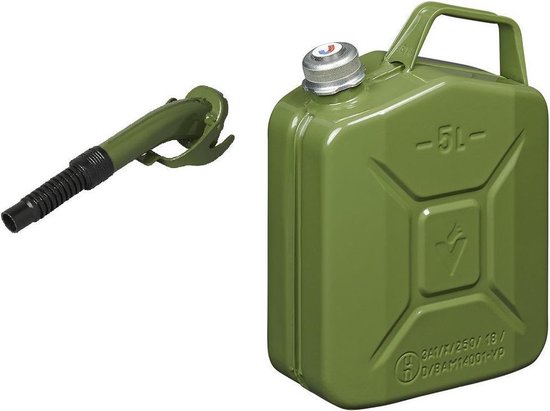 Jerrican en métal vert armée pour carburant avec bouchon magnétique 5  litres avec bec... | bol.com