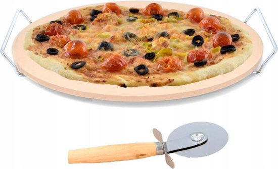Veilig Puur geur Deluxe Pizzasteen Met Serveerrek & Pizzames Set - Pizzaplaat Bakplaat Steen  Met... | bol.com
