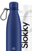 Slokky - Matte Blue Thermosfles, Dop & Karabijnhaak - 500ml