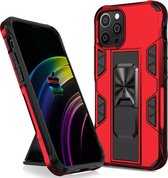 iPhone 12 Pro Max Rugged Armor Back Cover Hoesje - Stevig - Heavy Duty - TPU - Shockproof Case - Apple iPhone 12 Pro Max - Rood