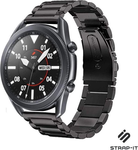 Strap-it Samsung Galaxy Watch 3 stalen band 45mm - zwart | bol.com