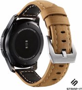 Leer Smartwatch bandje - Geschikt voor  Samsung Galaxy Watch 3 leren bandje 45mm - beige - Strap-it Horlogeband / Polsband / Armband