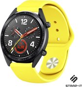 Siliconen Smartwatch bandje - Geschikt voor Huawei Watch GT sport band - geel - Strap-it Horlogeband / Polsband / Armband - 46mm