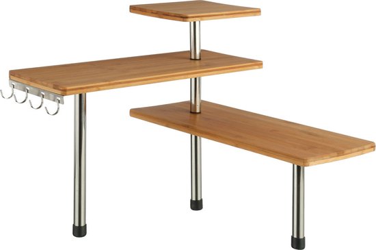 Decopatent houten opbergrek met 3 manden - bamboe - badkamerrek