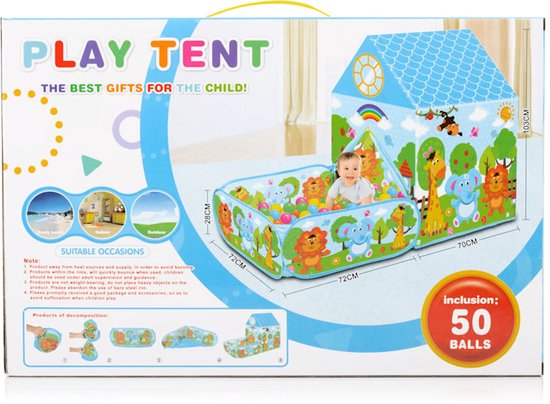 Ballenbak met Speeltent - Incl 50 Stuks Ballenbak Ballen - Baby - Peuter - Speeltent voor kinderen - Ballentent Popup van Joylio — afbeelding 2