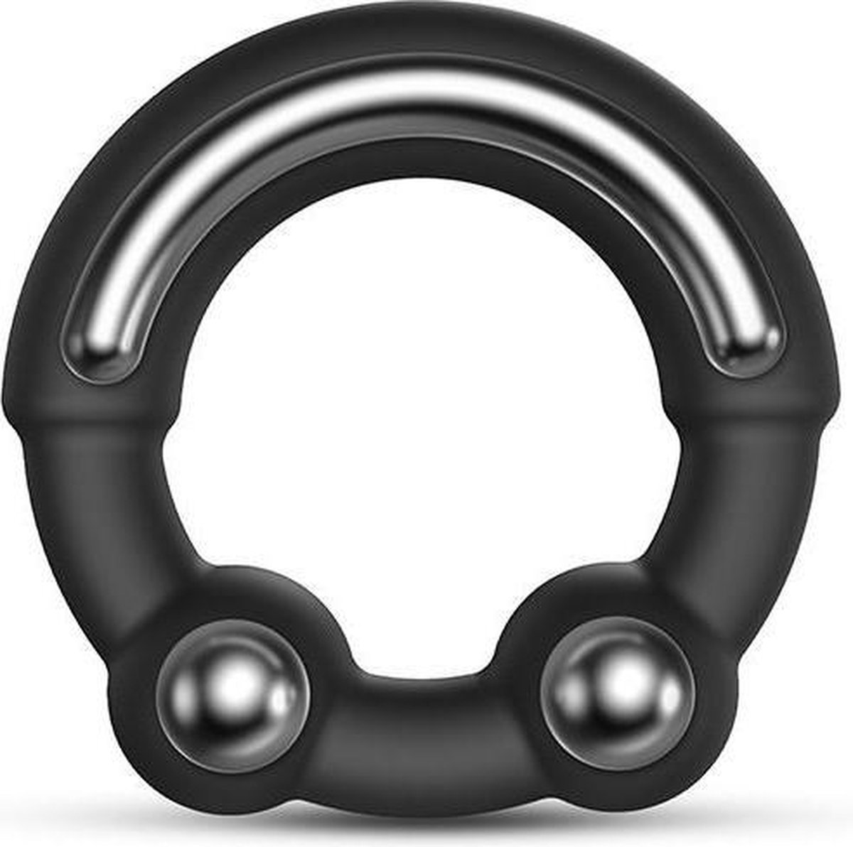 Goedkoopste Dorcel - Stronger - Siliconen Cockring Met Stimulerende Metalen Kogeltjes - Zwart