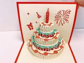 Verjaardagskaart - Wenskaart - 3D - Pop-up - Gevouwen Kaarten - Feestelijke kleurige wenskaarten - Cadeau - Inclusief envelop - Happy Birthday - Birthday Card - Greeting Card - Env